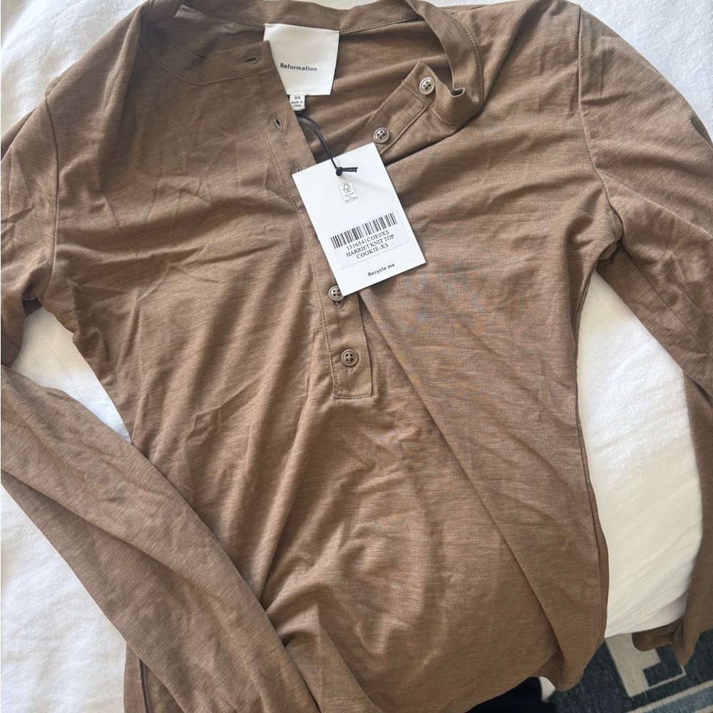 Reformation Brown Long Sleeve Henley